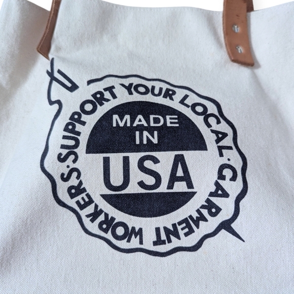 Fleabags Tote Bag with Leather Handles Red and White Handmade in Brooklyn Rare - Picture 7 of 10